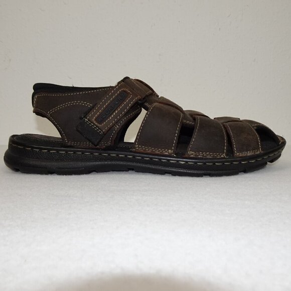 Rockport Fisherman Sandals Men’s Size 10 Brown Leather Casual Comfort Easy Close main image 4